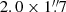 $ 2.0\times1{{\overset{\prime\prime}{.}}}7 $