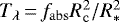 $T_{\lambda}\,{=}\,f_{\mathrm{abs}} R_{\mathrm{c}}^2 / R_{\ast}^2$