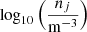 $ \log_{10}\left(\frac{n_j}{\mathrm{m}^{-3}}\right) $
