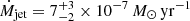 $ \dot{M}_{\mathrm{jet}} = 7^{+3}_{-2}\times 10^{-7}\,M_\odot\,\mathrm{yr}^{-1} $