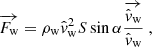 $$ \begin{aligned} \overrightarrow{F_{\rm w}} = \rho _{\rm w} \hat{{ v}}_{\rm w}^2 S \sin {\alpha } \frac{\overrightarrow{\hat{{ v}}_{\rm w}}}{\hat{{ v}}_{\rm w}} \ , \end{aligned} $$
