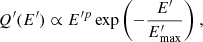 $$ \begin{aligned} Q^\prime (E^\prime ) \propto E^{\prime p} \exp {\left( -\frac{E^\prime }{E^\prime _{\rm max}}\right)} \ , \end{aligned} $$