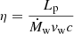 $$ \begin{aligned} \eta = \frac{L_{\rm p}}{\dot{M}_{\rm w} { v}_{\rm w} c} \end{aligned} $$