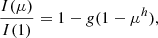 $$ \begin{aligned} \frac{I(\mu )}{ I(1)} = 1 - g(1 - \mu ^h), \end{aligned} $$