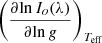 $ \left(\frac{\partial{\ln I_o(\lambda)}} {\partial{\ln g}}\right)_{T_{\mathrm{eff}}} $