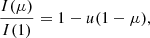 $$ \begin{aligned} \frac{I(\mu )}{ I(1)} = 1 - u(1 - \mu ), \end{aligned} $$