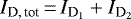 $I_{\textrm{D,\,tot}}\,{=}\,I_{\textrm{D}_1}&#x002B;I_{\textrm{D}_2}$
