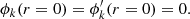 $$ \begin{aligned} \phi _k(r=0) = \phi _k^{\prime }(r=0) =0 . \end{aligned} $$