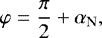 \begin{equation*}\varphi=\frac{\pi}{2}&#x002B;\alpha_{\textrm{N}}, \end{equation*}