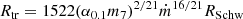 $$ \begin{aligned} R_{\rm tr} = 1522 (\alpha _{0.1}m_7)^{2/21} \dot{m}^{16/21} R_{\rm Schw} \end{aligned} $$