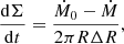 $$ \begin{aligned} {\mathrm{d} \Sigma \over \mathrm{d}t} = {\dot{M}_0 - \dot{M} \over 2 \pi R \Delta R}, \end{aligned} $$