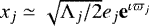 ${x_j\simeq \sqrt{\Lambda_j/2}e_j\mathbf{e}^{\iota \varpi_j}}$