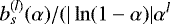 ${b^{(l)}_{s}(\alpha)} /(|\ln(1-\alpha)|\alpha^l$
