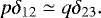\begin{equation*} p\delta_{12} \simeq q \delta_{23}.\end{equation*}