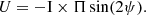 $$ \begin{aligned} U&= \mathrm{-I} \times \Pi \sin (2\psi ). \end{aligned} $$