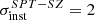 $ \sigma^{SPT-SZ}_{\mathrm{inst}} = 2 $