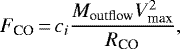 \begin{equation*}F_{\textrm{CO}} \,{=}\, c_i \frac{M_{\textrm{outflow}} V_{\textrm{max}}^2}{R_{\textrm{CO}}}, \end{equation*}