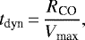 \begin{equation*} t_{\textrm{dyn}}\,{=}\,\frac{R_{\textrm{CO}}}{V_{\textrm{max}}}, \end{equation*}