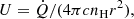 $$ \begin{aligned} U = \dot{Q}/(4 \pi c n_\mathrm{H} r^2) {,} \end{aligned} $$