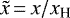 $\tilde{x} \,{=}\, x/x_{\textrm{H}}$