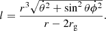 $$ \begin{aligned} l = \frac{r^3\sqrt{\dot{\theta }^2+\sin ^2\theta \dot{\phi }^2}}{r-2r_{\rm g}} .\end{aligned} $$