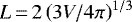 $L\,{=}\,2\left( 3V / 4\pi \right)^{1/3}$