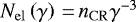${ N_{\mathrm{el}} \left( \gamma \right)\,{=}\,n_{\mathrm{CR}} \gamma^{-3} }$