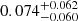 $ 0.074^{+0.062}_{-0.060} $