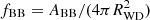 $ f_{\rm BB} = A_{\rm BB} / (4\pi R^2_{\rm WD}) $