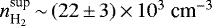 $n_{\textrm{H}_{2}}^{\textrm{sup}}\,{\sim}\,(22\,{\pm}\,3)\,{\times}\,10^{3} \textrm{\ cm}^{-3}$