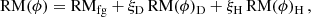 $$ \begin{aligned} \mathrm{RM}(\phi ) = \mathrm{RM}_{\mathrm{fg}} + \xi _{\rm D}\, \mathrm{RM}(\phi )_{\rm D} + \xi _{\rm H}\, \mathrm{RM}(\phi )_{\rm H}\, , \end{aligned} $$
