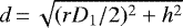 $d\,{=}\,\sqrt{(rD_1/2)^2 &#x002B; h^2}$