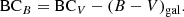 $$ \begin{aligned} \mathrm{BC}_B = \mathrm{BC}_V - (B - V)_{\rm gal}. \end{aligned} $$