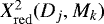 $X_{\mathrm{red}}^2(D_j, M_k)$
