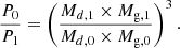 $$ \begin{aligned} \frac{{P}_{0}}{{P}_{1}}=\left(\frac{{M}_{d,1}\times {{M}_\mathrm{g,1} }}{{M}_{d,0}\times {{M}_\mathrm{g,0} }}\right)^{3}. \end{aligned} $$