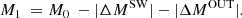 $$ \begin{aligned} {M}_{1}~={M}_{0}~-|\Delta {M}^\mathrm{SW} |-|\Delta {M}^\mathrm{OUT} |. \end{aligned} $$