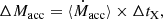 $$ \begin{aligned} \Delta M_{\mathrm{acc} } = \langle \dot{M}_{\mathrm{acc} }\rangle \times \Delta t_{\mathrm{X} }, \end{aligned} $$