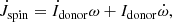 $$ \begin{aligned} \dot{J}_{\rm spin}=\dot{I}_{\rm donor}\omega + I_{\rm donor}\dot{\omega }, \end{aligned} $$