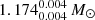 $ 1.174^{0.004}_{0.004}\,M_{\odot} $