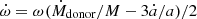 $ \dot{\omega}=\omega(\dot{M}_{\mathrm{donor}}/M-3\dot{a}/a)/2 $
