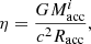 $$ \begin{aligned} \eta = \frac{G M^i_{\rm acc}}{c^2 R_{\rm acc}}, \end{aligned} $$
