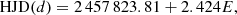 $$ \begin{aligned} \mathrm{HJD}(d) = 2\,457\,823.81 + 2.424E, \end{aligned} $$