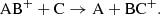 $$ \begin{aligned} \mathrm{AB}^+ + \mathrm{C} \rightarrow \mathrm{A} + \mathrm{BC}^+ .\end{aligned} $$