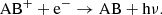 $$ \begin{aligned} \mathrm{AB}^+ + \mathrm{e}^-&\rightarrow \mathrm{AB} + \mathrm{h}\nu .\end{aligned} $$