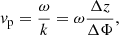 $$ \begin{aligned} { v}_{\rm p}=\frac{\omega }{k}=\omega \frac{\Delta z}{\Delta \Phi }, \end{aligned} $$