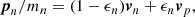 $$ \begin{aligned} \boldsymbol{p}_n/m_n = (1-\epsilon _n)\boldsymbol{v}_n + \epsilon _n \boldsymbol{v}_p , \end{aligned} $$