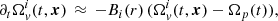 $$ \begin{aligned} \partial _t \Omega ^i_v(t,\boldsymbol{x}) \, \approx \, - B_i(r) \, (\Omega ^i_v(t,\boldsymbol{x}) - \Omega _p(t) ) , \end{aligned} $$