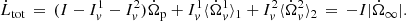 $$ \begin{aligned} \dot{L}_{\rm tot} \, = \, (I- I_v^1- I_v^2) \dot{\Omega }_{\rm p} + I_v^1 \langle \dot{\Omega }_v^1 \rangle _1 + I_v^2 \langle \dot{\Omega }_v^2 \rangle _2 \, = \, - I |\dot{\Omega }_\infty | . \end{aligned} $$