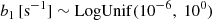 $$ \begin{aligned}&b_1\, [\mathrm{s}^{-1}] \sim \mathrm{LogUnif(}10^{-6},\ 10^{0}) \end{aligned} $$