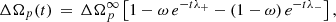 $$ \begin{aligned} \Delta \Omega _p(t) \, = \, \Delta \Omega _p^\infty \left[ 1- \omega \, e^{-t \lambda _+} - (1-\omega )\, e^{-t \lambda _-} \right] , \end{aligned} $$